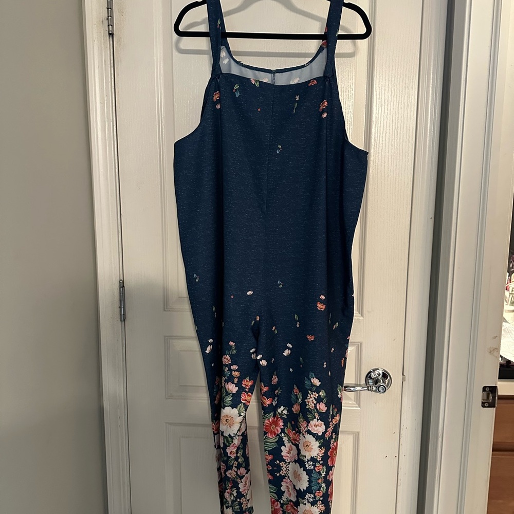 Floral Jumpsuit with Blue and Multicolor Design